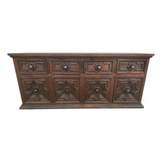 Artes De México Internacionales 1960s Coffered Buffet Credenza - 72” W × 36” H × 20” D For Sale