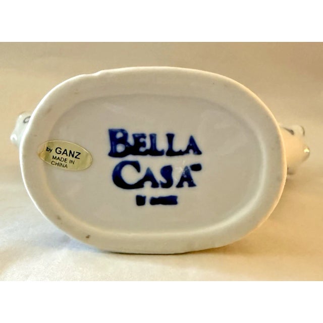 Ceramic Vintage Bella Casa by Ganz Five Finger Blue and White Bud Vase For Sale - Image 7 of 7