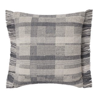 Amber Lewis x Loloi Birdie Silver / Ivory 18'' x 18'' Cover with Down Pillow For Sale