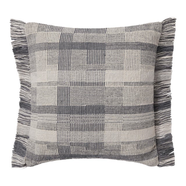 Amber Lewis x Loloi Birdie Silver / Ivory 18'' x 18'' Cover with Down Pillow For Sale