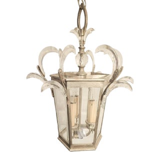 Handcrafted Iron Crystal Arc 3 Light Pagoda Style Hollywood Regency Chandelier by Fine Arts Lighting Company For Sale
