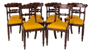 Revival William IV Dining Chairs Set 10 in Mahogany, 1920s, Set of 10
