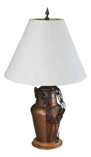 Antique Dovetailed Copper Canteen Water Oil Bottle Converted Table Lamp