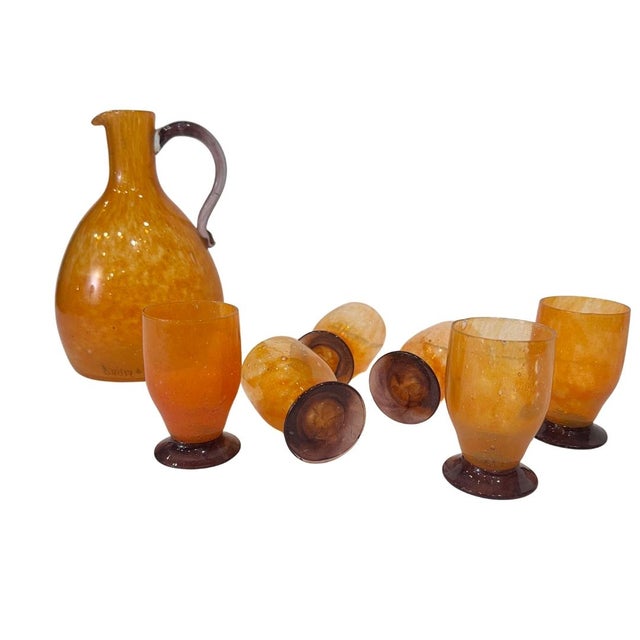 Liquor Set / Pitcher and Glasses, Daum Crystal, Art Deco, 20th Century - France Material: Blown crystal Manufacturer: Daum...