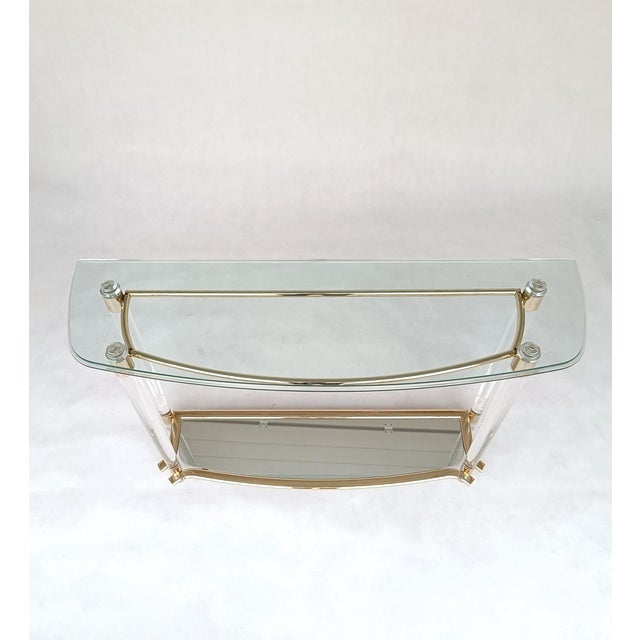 Console Table in Acrylic and Glass with Gold Metal, 1980s For Sale - Image 4 of 10