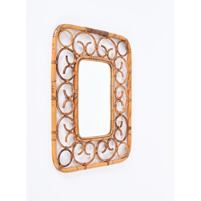 Wood Bamboo and Rattan Rectangular Wall Mirror, Italy, 1970s For Sale - Image 7 of 15