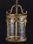 A striking and elegant antique french lantern pendant, featuring a cylindrical body enclosed with thick, faceted glass...