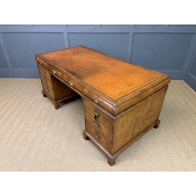 Burr Walnut Partners Pedestal Desk from Maple & Co., 1920s For Sale - Image 18 of 18