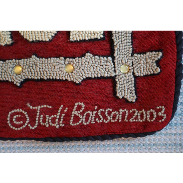 A hard-to-find “Camp Canoe” pillow cover from Judi Boisson’s American Home Collection, featuring dimensional hand-hooked...