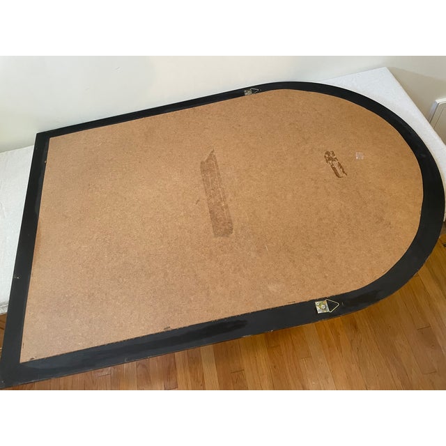 Postmodern Vintage 1980s Postmodern Faux Black Marble Lacquered Arch Wall Mirror For Sale - Image 3 of 4
