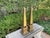 Pair Of Hollywood Regency Brass Obelisks. Offered is a tall pair of mid-century Neoclassical style brass obelisks (22...