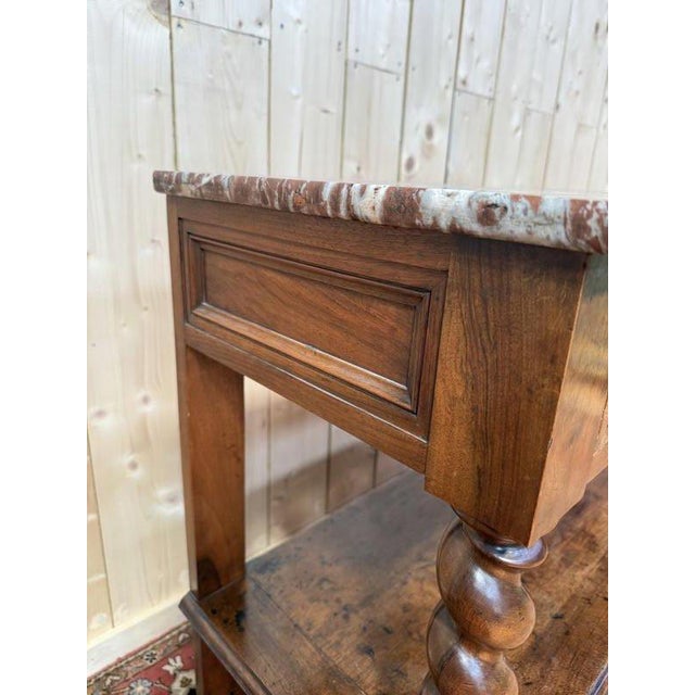 Louis XIII Style Serving Table in Griotte Marble For Sale - Image 3 of 8