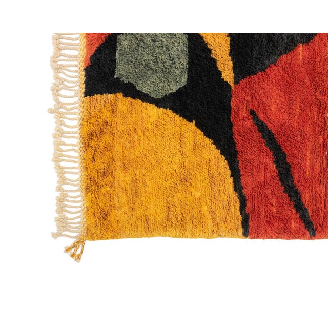 Red Oversize Hand-Knotted Moroccan Wool Rug | 12'11" X 10'1" | One of a Kind For Sale - Image 8 of 11