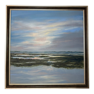 Large Original Louise Ramsay Jersey Marsh Oil Painting Sea Landscape on Canvas