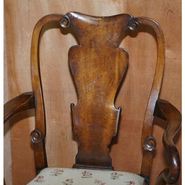 Victorian Walnut Shepherd's Crook Dining Chairs with Claw & Ball Feet, 1880s, Set of 6 For Sale - Image 17 of 18
