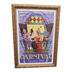 Bermudez Original Carnival Havana 1950 Poster, Framed
