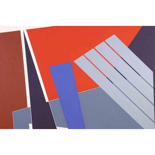 Verso il rosso is a contemporary artwork realized by Gualtiero Nativi in 1979. Mixed colored acrylic on canvas. Signed...