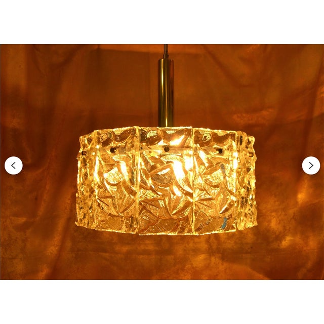 1980s Mid-Century Modern Art Deco Brass and Crystal Pendant Light from Kinkeldey, 1980s For Sale - Image 5 of 10