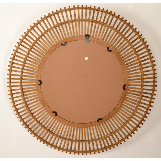 21st Century Split Reed Caning Round Large Sunburst Wall Mirror Organic Modern For Sale - Image 12 of 14