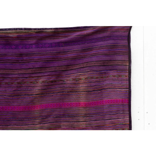 Large Vintage Purple Stripe Central American Throw For Sale In Los Angeles - Image 6 of 9