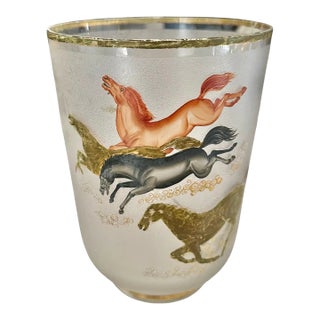 Mid-Century Culver "Wild Horses" or "Ming" Pattern Ice Bucket Cooler For Sale