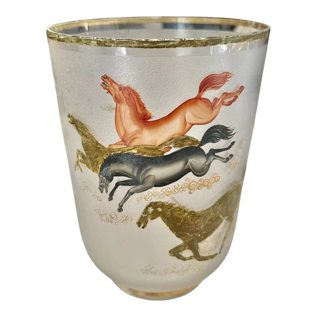 Mid-Century Culver "Wild Horses" or "Ming" Pattern Ice Bucket Cooler For Sale