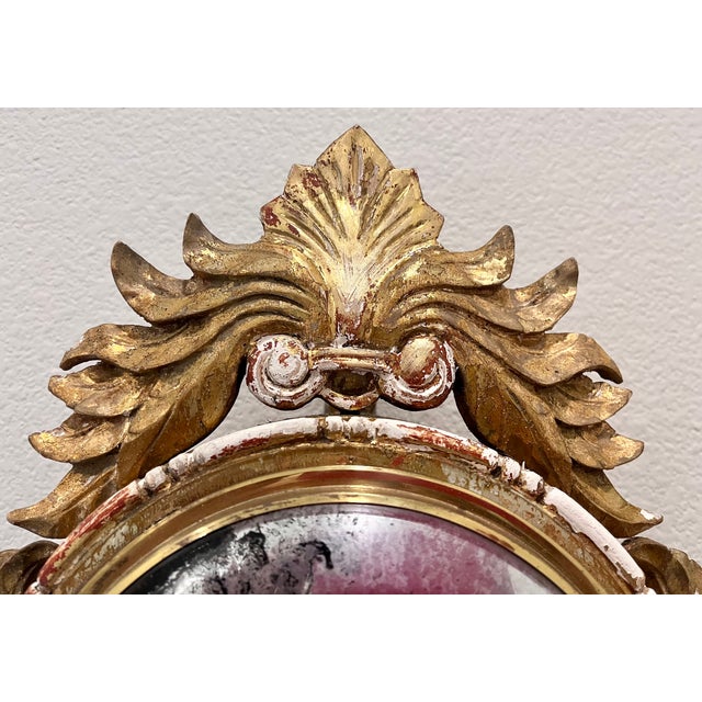 Antique French Gilt Wood Clock Case W/Mirrored Convex Glass Finish For Sale - Image 12 of 13