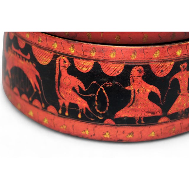 Vintage Handpainted Wooden Lacquerware Spice Box,, 1950s For Sale - Image 6 of 13