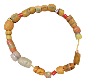 19th Century African Sandcast Glass Bead Bracelet With Trade Beads