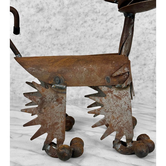 Brown Vintage Steampunk Salvaged Metal Art Dog Sculpture - 13" For Sale - Image 8 of 10