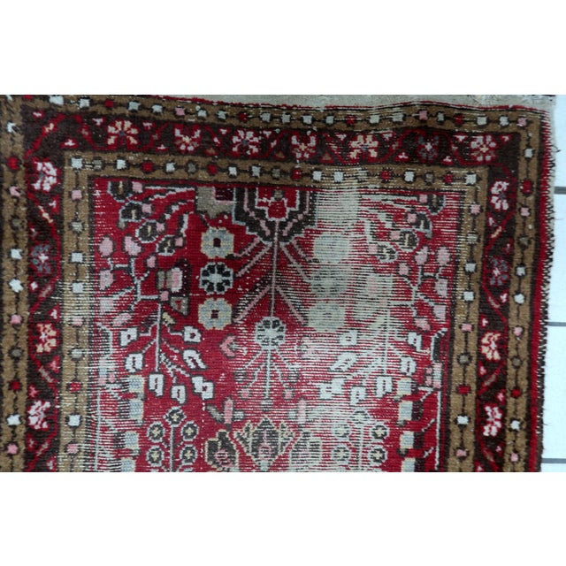 Cream Antique Persian Hamadan Distressed Handmade Rug 2.6' X 4.4' 1920s For Sale - Image 8 of 11