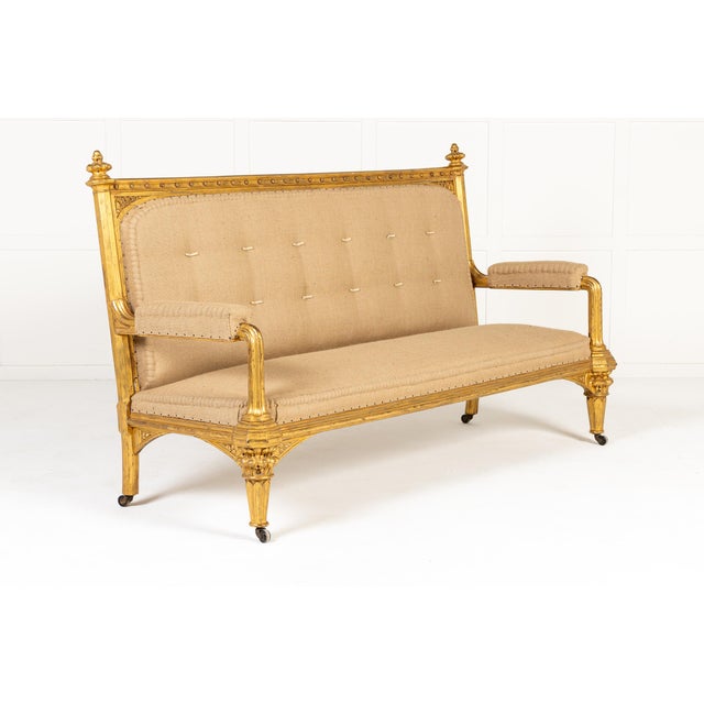 Large 19th Century English Giltwood Country House Sofa For Sale - Image 5 of 11