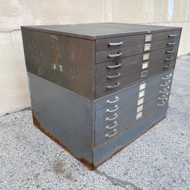 Vintage Cole Steel Metal Industrial Stacking Flat File Map Cabinet W/ 10 Drawers For Sale - Image 10 of 12
