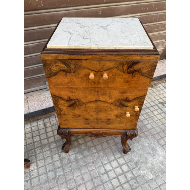 Art Deco Italian Bedside Tables with Marble Top, 1940, Set of 2 For Sale - Image 10 of 10