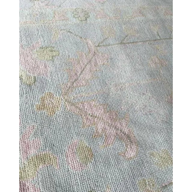 Traditional Modern Handknotted Oushak Rug in Dove Grey, Soft Blue, Pink & Sage, 12' x 15' For Sale - Image 3 of 8