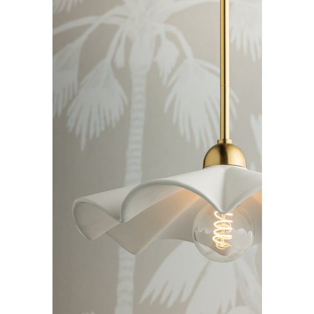 Mitzi Maisie 16 in. 1 Light Pendant in Aged Brass and Ceramic Rough Texture White Finish For Sale - Image 15 of 15