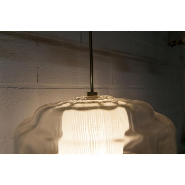 Double Chandelier Opaline Blown Glass in Brass and Copper, 1930s For Sale - Image 14 of 18