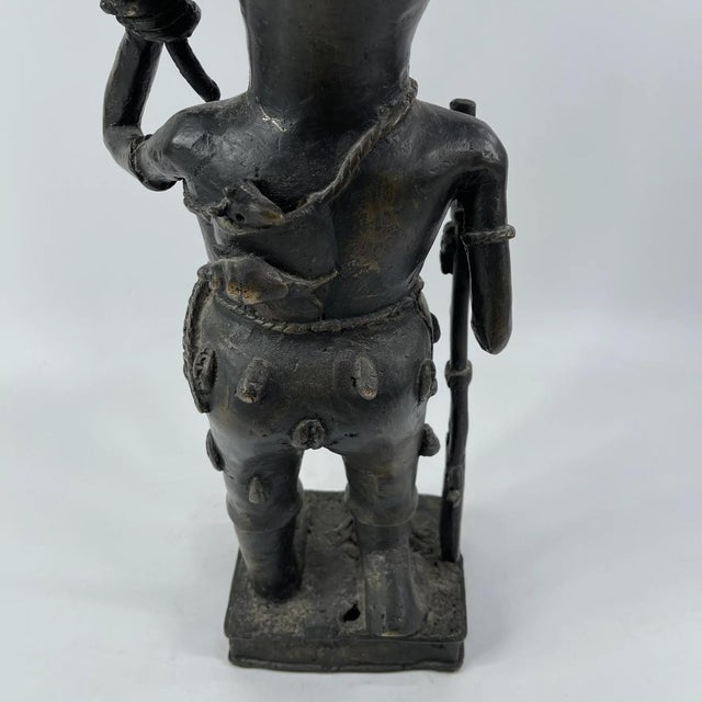 Early 20th Century Benin Bronze Warrior Figure Nigeria For Sale - Image 9 of 9