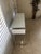 This is an exquisite mid-century modern aesthetic console table with polished steel and white glass in style of the...