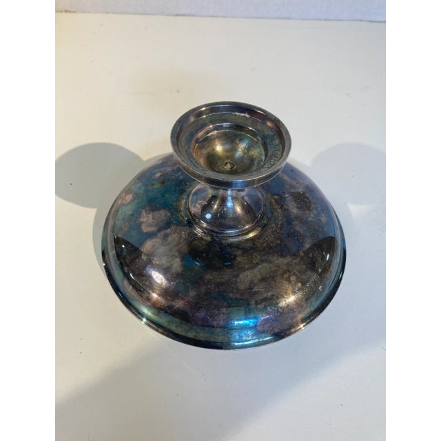 Mid-Century Modern 1970s Vintage Oneida Silver Plate & Green Enamel Compote For Sale - Image 3 of 4