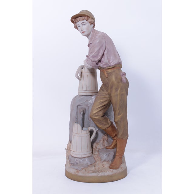 Age: Approx: 60 Years Old Details: Art Nouveau Style High Quality Construction Boy At Water Pump Offered @ Fraction...