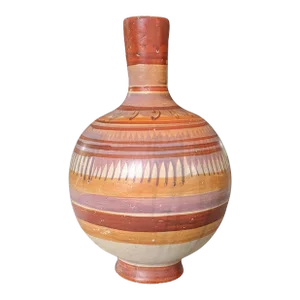 Vintage Mexican Ceramic Art Pottery Bulbous Hand Painted Vase