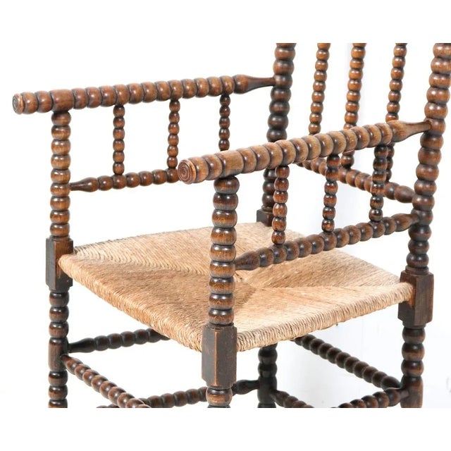 Jacobean Stained Beech Bobbin Armchair, 1900s For Sale - Image 6 of 11
