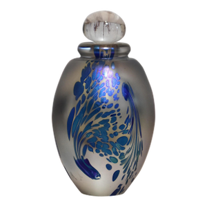 Art Glass Perfume Bottle by Robert Eickholt 1994 Iridescent Blue Splatter