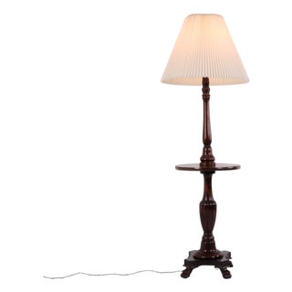 Standard Lamp with Integrated Table in Mahogany For Sale