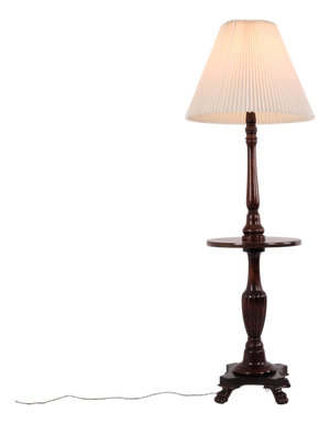 Standard Lamp with Integrated Table in Mahogany