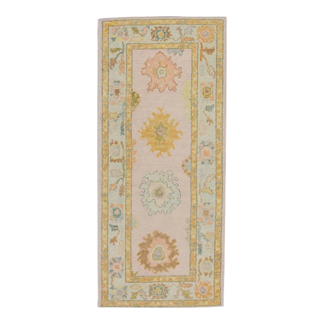 Modern Turkish Oushak Rug 3'1" x 6'8" For Sale