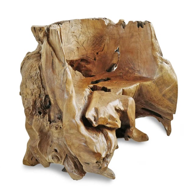 Early 21st Century Vintage Free Form Burl Wood Root Chair For Sale - Image 5 of 7