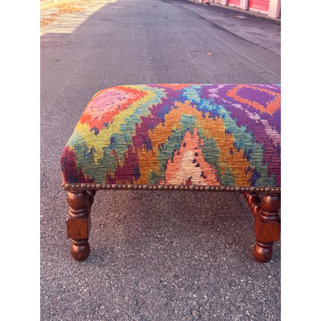 Mid 20th Century Kilim Ottoman For Sale - Image 4 of 17