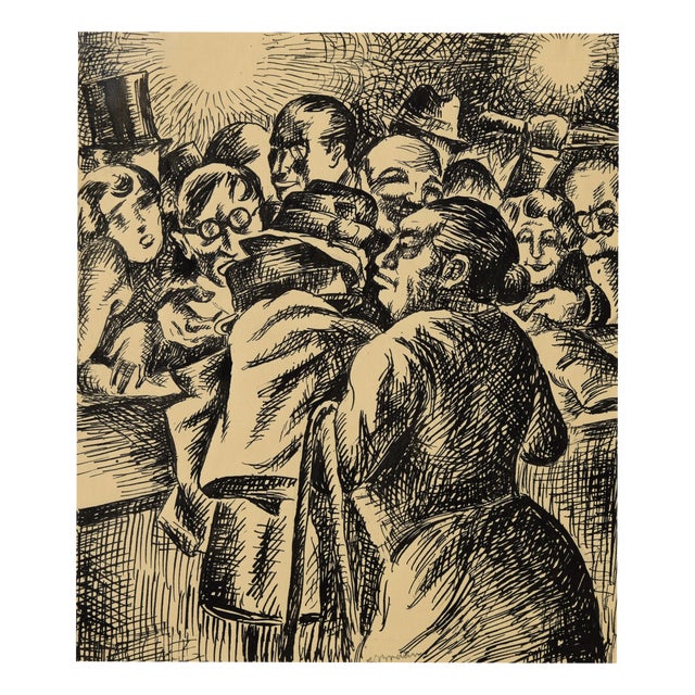 Eduard Braun, Theatre Dressing Room, 1930s, Ink and Paper, Framed For Sale